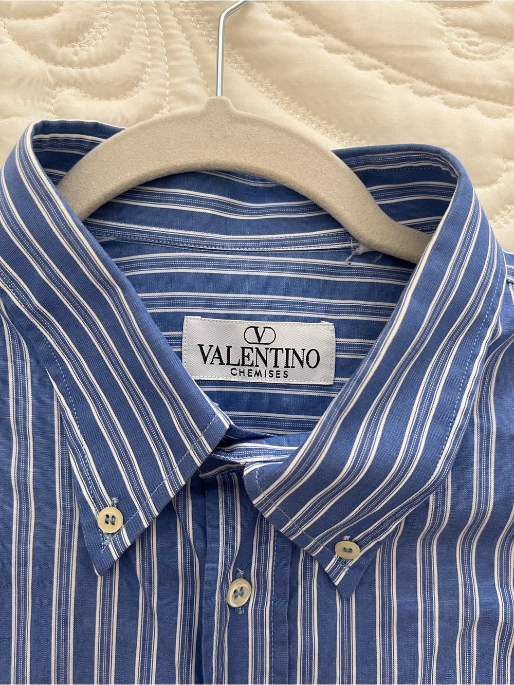 Valentino Men’s Blue Striped Button-Down Shirt size xl